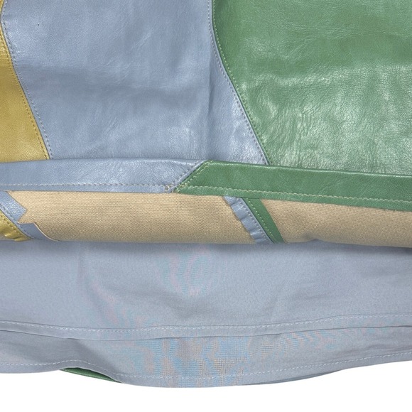 Le Lis Faux Leather Mini Skirt Women's Med Colorful Wave Blue Yellow Green - Picture 4 of 9